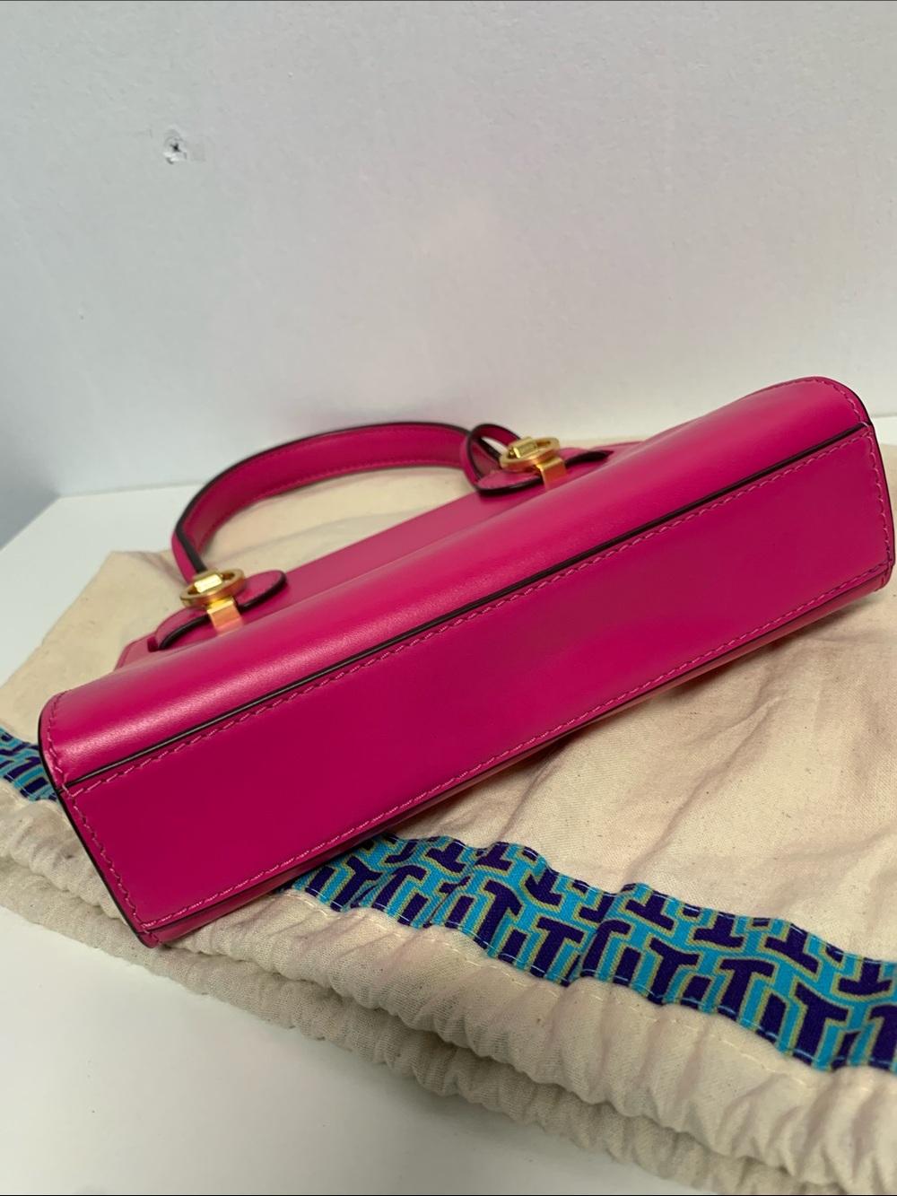 Tory Burch Hot Pink Mini Top-Handle Bag with Gold Hardware - Picture 8 of 12